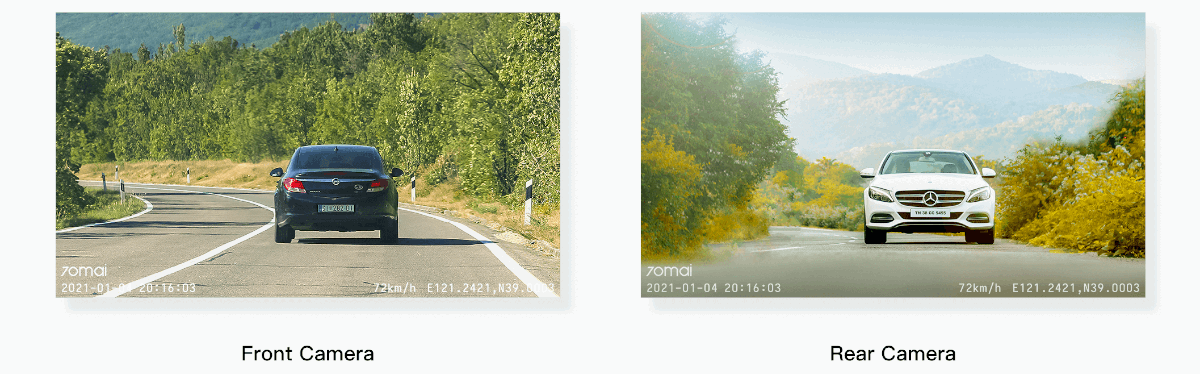 Wideorejestrator 70mai A800S-1 + RC06 4K + Maimo Watch WT2001 GPS złoty nagrywanie z przodu i z tyłu pojazdu